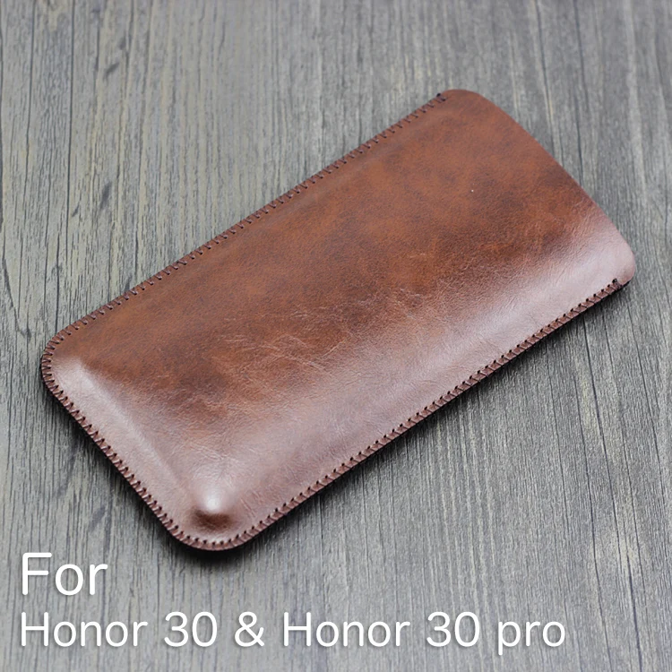 

Universal Fillet holster Phone Straight leather case retro simple style pouch FOR huawei honor 30 and honor 30 pro phone bag