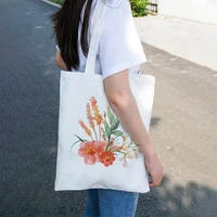women canvas shopper bag flower print female canvas cloth floral shopping bag eco handbag tote bags students teacher book bag