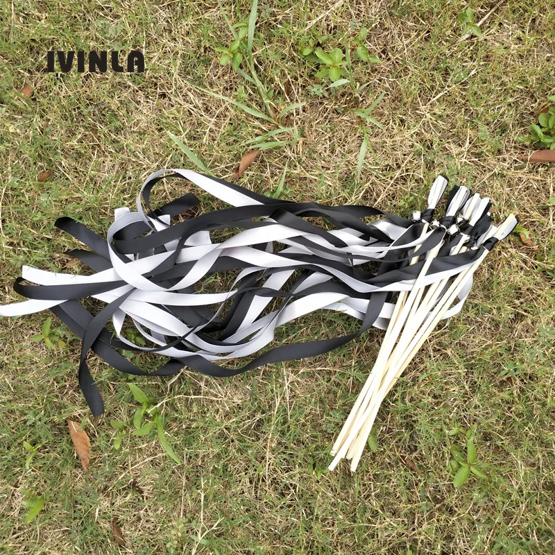 50 шт./лот черно-серые Свадебные Ленточные палочки с серебряными колокольчиками