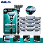 Мужская бритва Gillette Mach 3, бритвенный станок для мужчин, безопасная бритва для лица, прямая бритва с новой заменой мужских t-образных лезвий