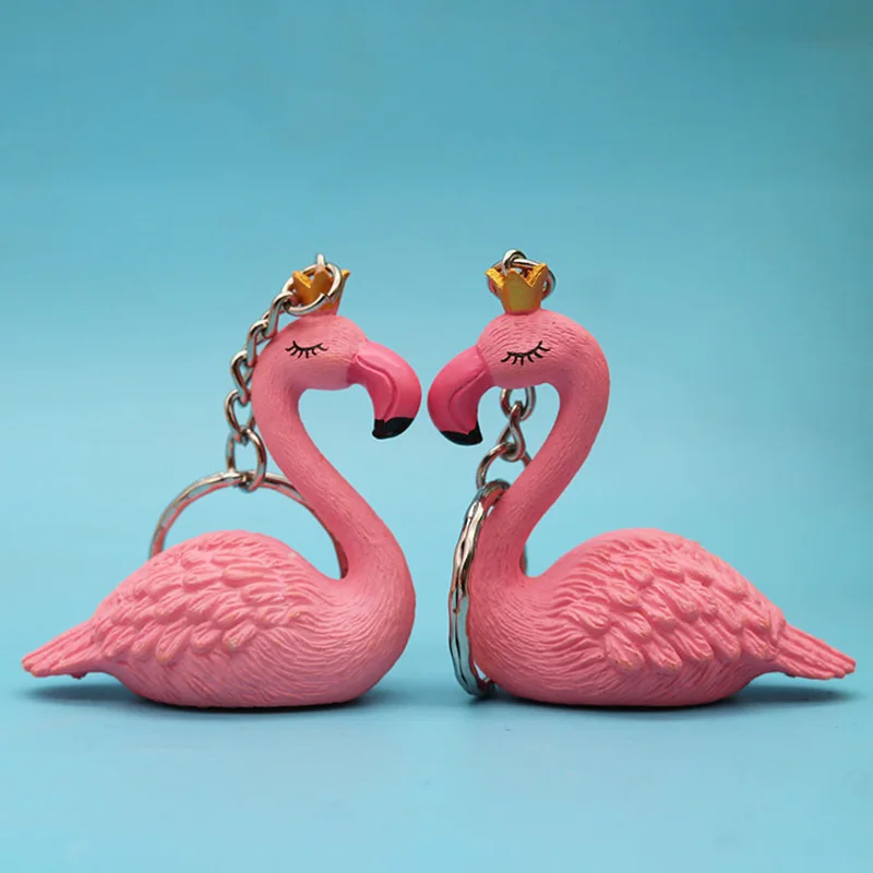 

Crown Flamingo Doll Keychain Creative Cartoon Small Animal Student Bag Accessories Pendant Gift