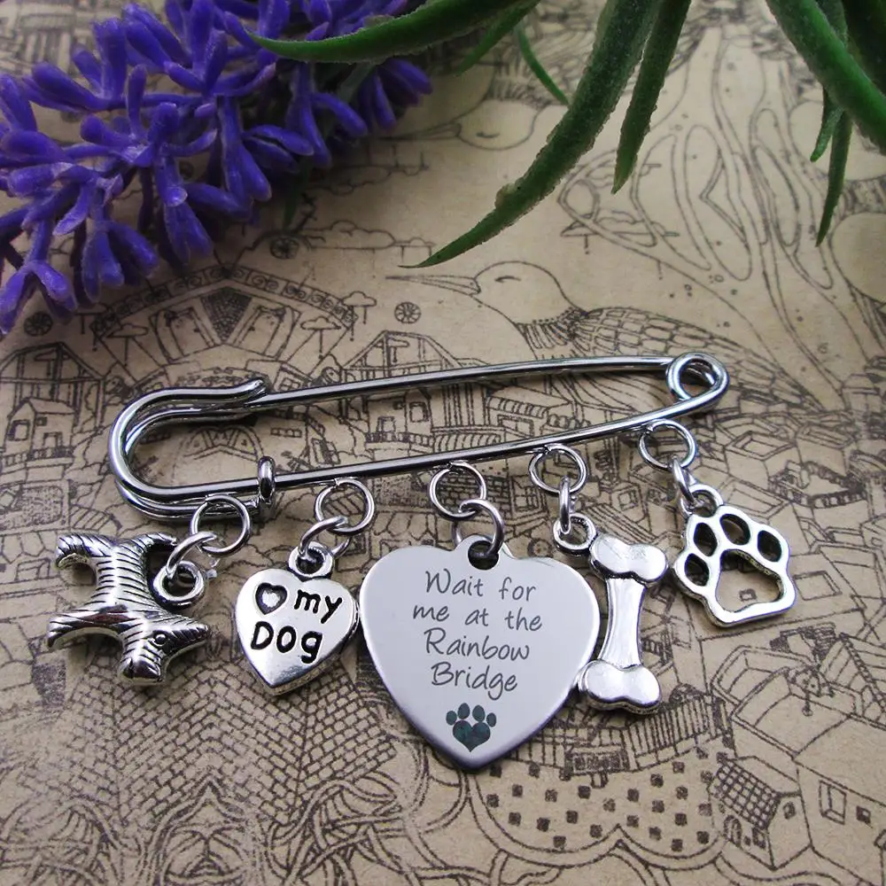 Ждать мне Радужный мост люблю свою собаку амулет брошь с серебряным покрытием