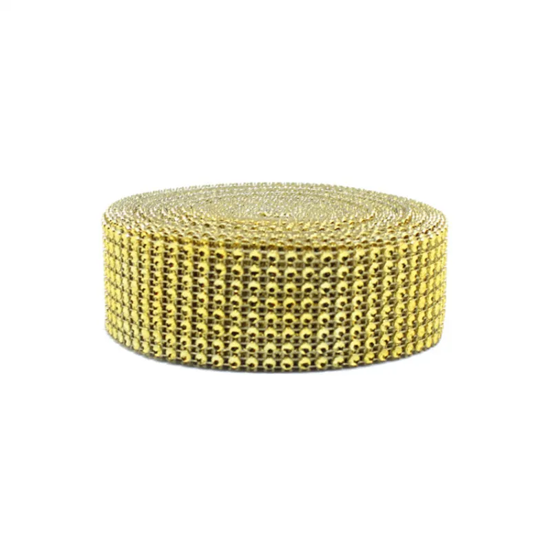 Cheerbows 4CM Gold Silver DIY Diamond Mesh Rhinestone Wraps Ribbon Crystal Roll Trim Sparkle Wrap for Wedding Flower Decor | Дом и сад