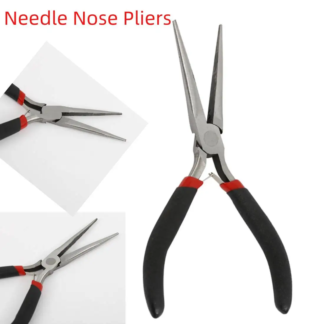 

Functional Insulated Non-slip Diagonal Long Nose Pliers Needle Pliers Electrical Wire Carbon Steel Black Bent Hand Tools