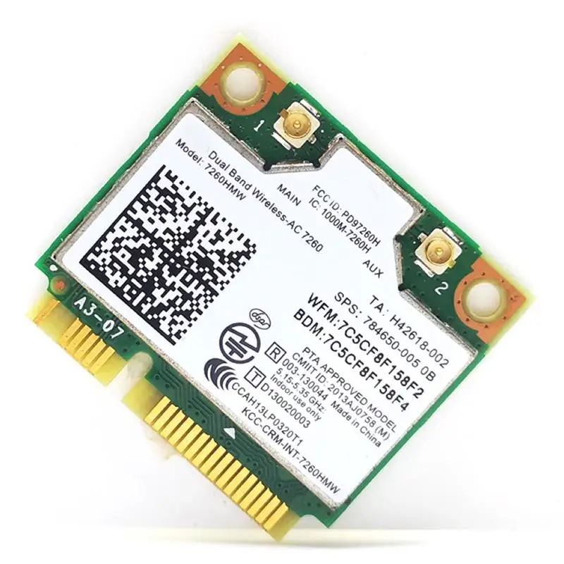 

7260AC/7260HMW Wireless Card Bluetooth 4.0 Mini PCI-E 867M 2.4G/5G Dual Band Wifi Network Card for Desktop Notebook PC