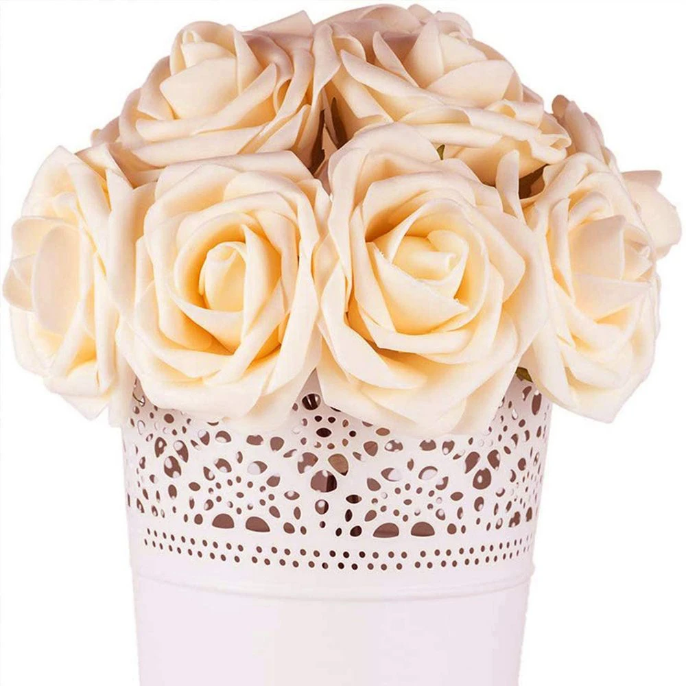 

25pcs Artificial Flowers Blush Realistic Fake Roses Flower DIY Wedding Party Bouquets for Home Birthday Decor Gifts for Girls