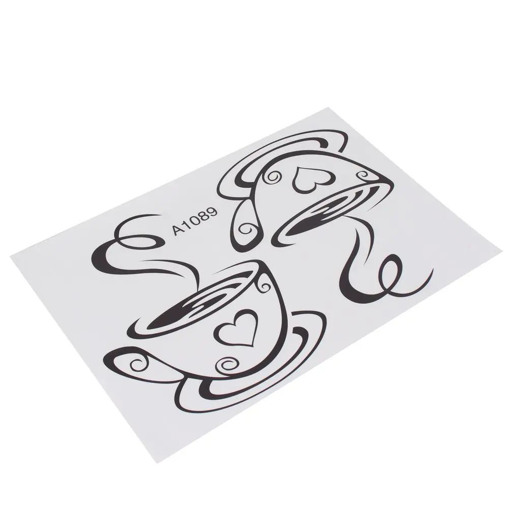 Новый дизайн наклейки пара кофейных чашек настенные сердечки форма виниловое