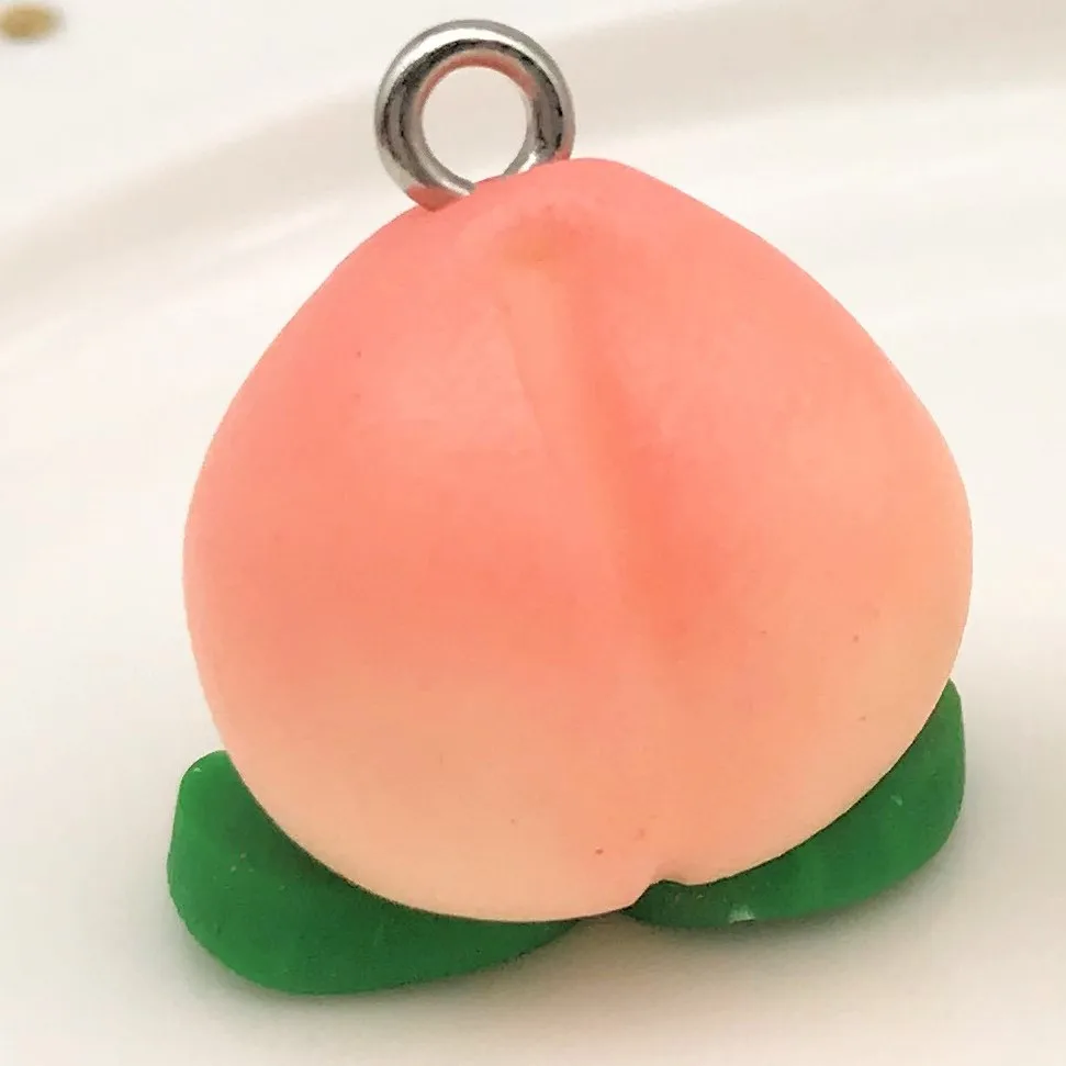 peach 4pcs 4 шт мягкие керамические милые розовые подвески-персики Diy находки 3D миниатюрные Фрукты Подвеска для ключей, на шею ручной работы ювелирные изделия - Окраска металла: peach 4pcs
