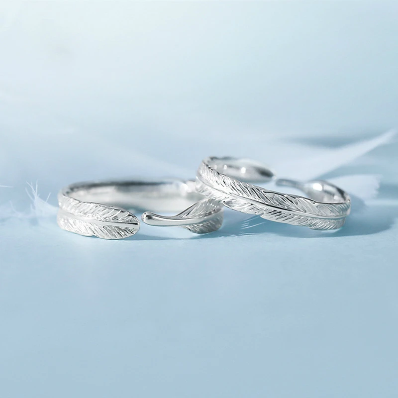 Кольцо серебряное в виде листа пера для мужчин и женщин винтажное вращающееся