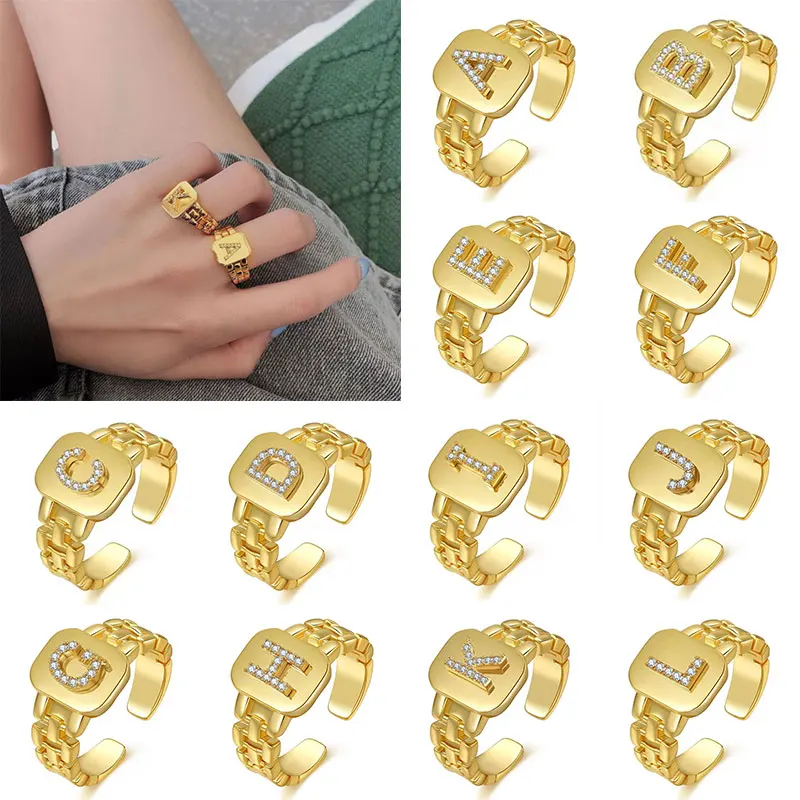 

Adjustable Meaningful Letter Ring Beautiful Popular Decorations Women's Split Ring Fashionable All-matched Ladies Jewelry