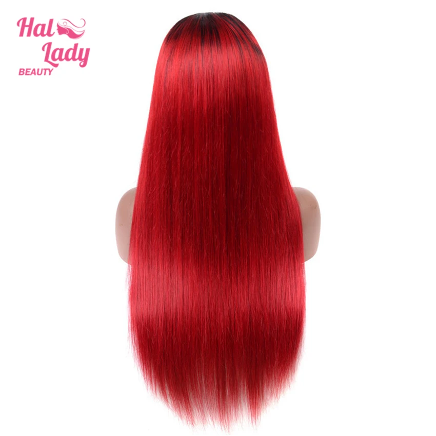Halo Lady Beauty 13x4 T1B/99J 1B/27 красные укорененные кружевные передние парики бразильские