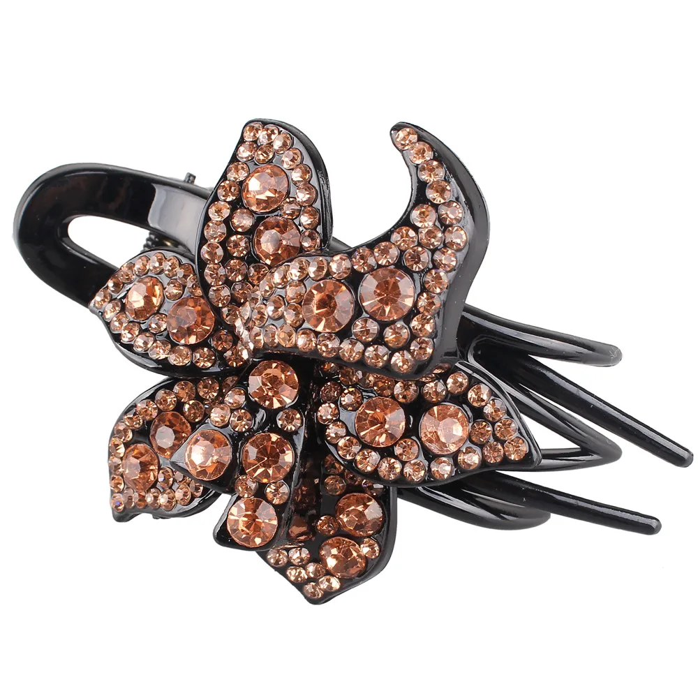 

Модный яркий цветок Стразы шпилька Кристалл заколка для волос заколка аксессуары для волос женские волосы коготь головной убор