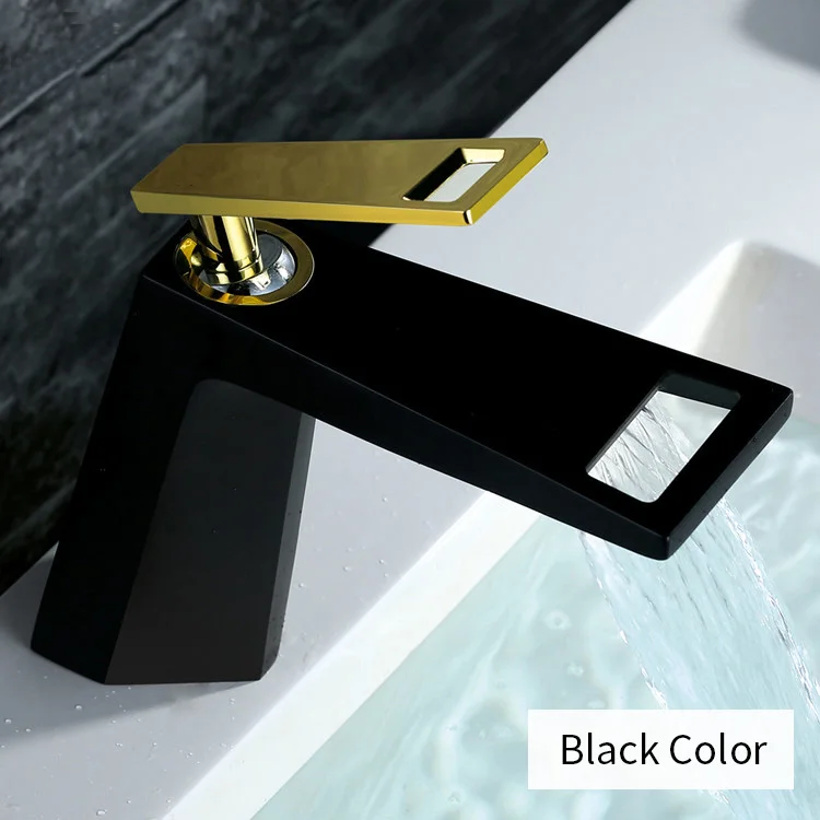 Black and Gold Смеситель для раковины для ванной комнаты Torneira Para Banheiro, хромированный кран для раковины, кран на бортике Grifo Lavabo, смеситель для горячей и холодной воды, кран 855750 - Цвет: Black and Gold