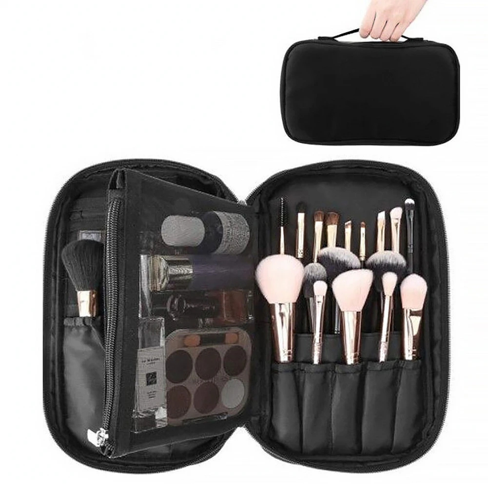 

Portable cosmetic brush bag large capacity multifunctional zipper storage bag portable travel makeup kit