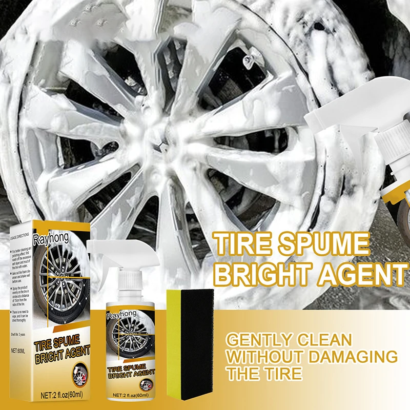

Tire Dressing Coating Spray Car Wax Auto Tire Shiny Polishing Cleaning Foam Multifunctional Vehicle Protectant Kit 60ml TD326