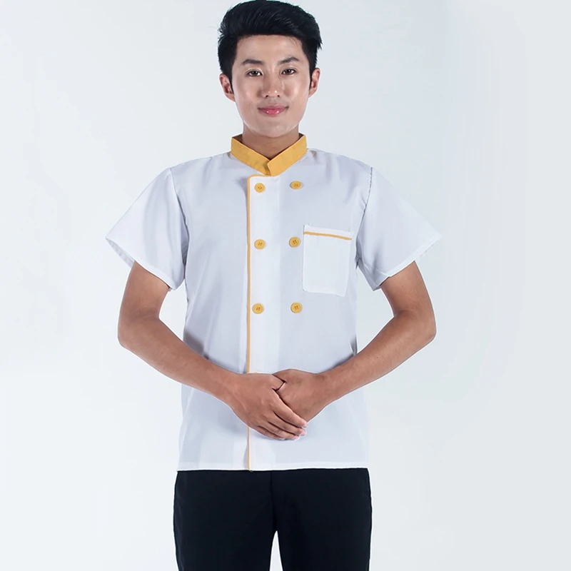 Униформа шеф-повара для мужчин и женщин пиджак с коротким рукавом рубашки кухни