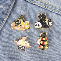 pines animal cartoon magic hat cat brooch lapel pins brooches for clothes man jewelry badges set womens coat pin decoration