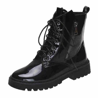 black platform combat ankle boots for women lace up buckle strap woman shoes biker boots ankle boots shoes women