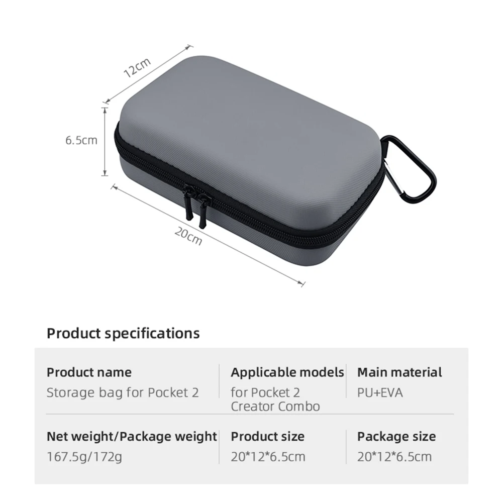 

Hardshell EVA Portable Carrying Case Bag with Carabiner for DJI Pocket 2