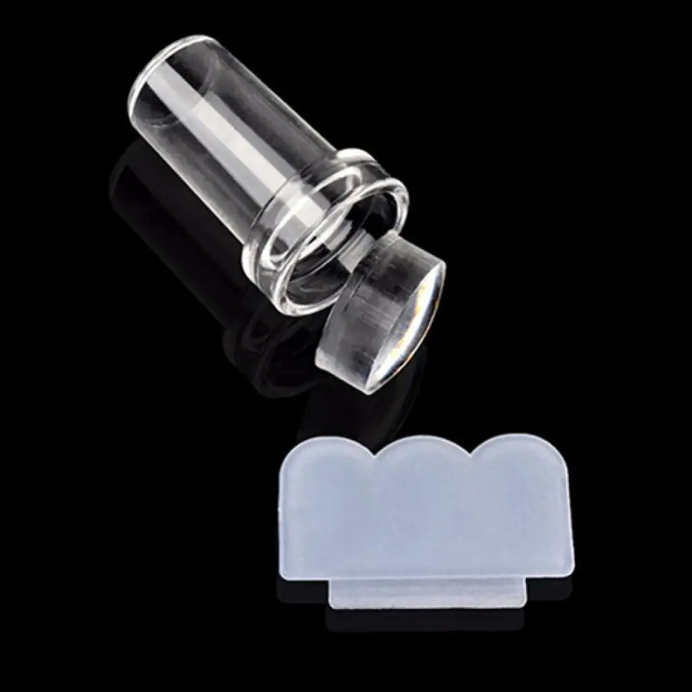 

2Pcs New Design Pure Clear Jelly Silicone Nail Art Stamper Scraper Transparent Polish Print Manicure Image Plate Tool