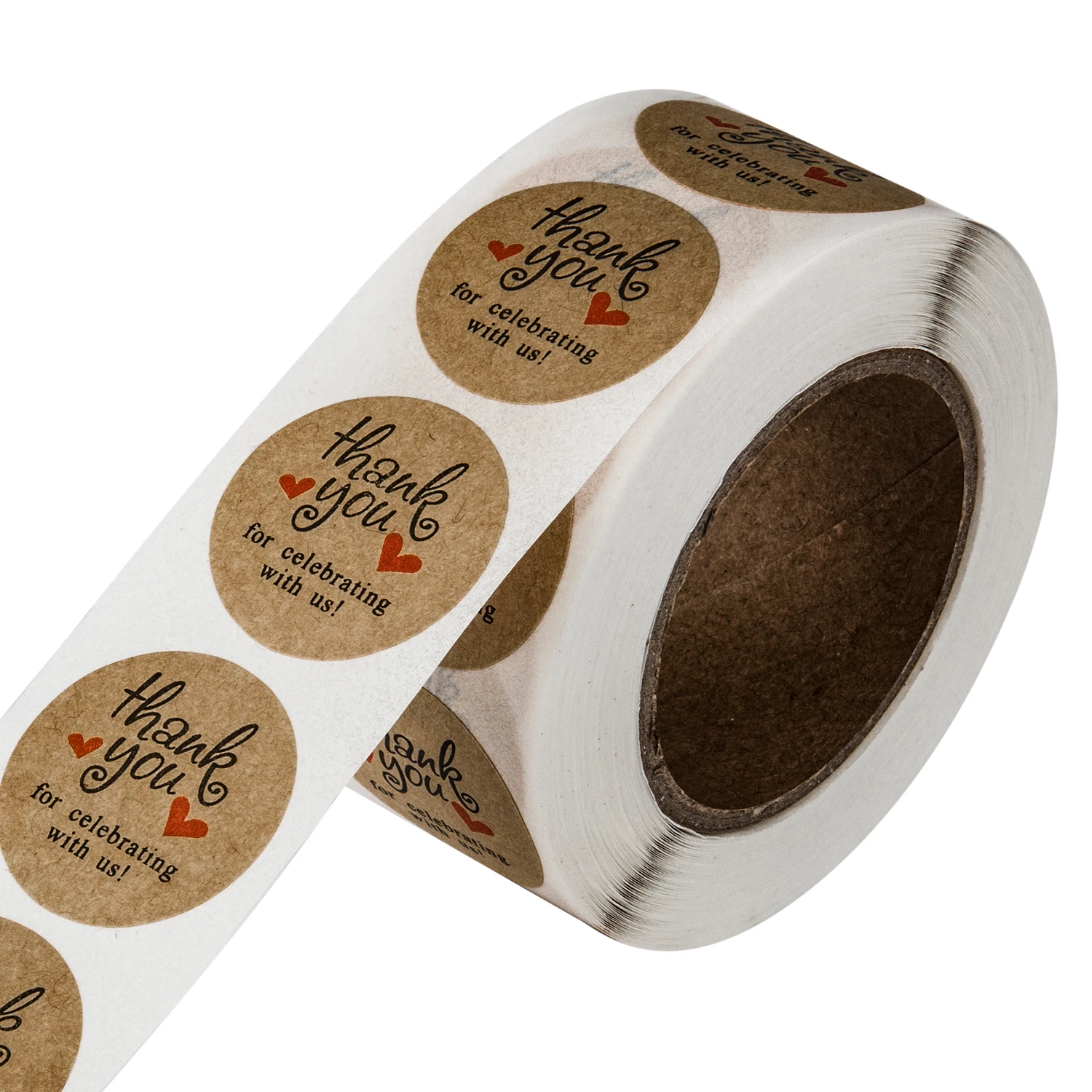 Круглая крафт бумага спасибо за празднование с нами наклейки 500 ярлыков/рулон