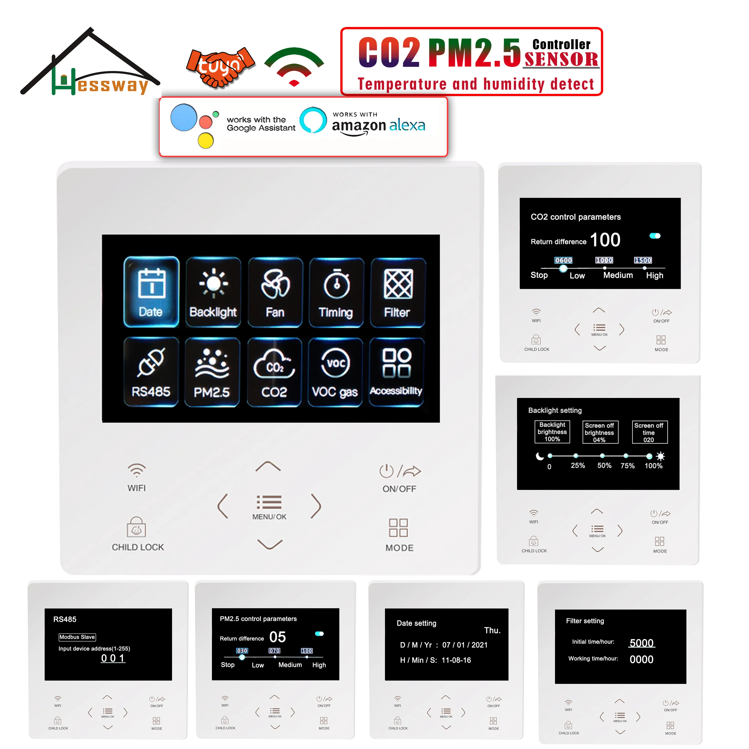 Контроллер датчиков HESSWAY Wi-Fi MODBUS PM2.5 и CO2 для контроля качества воздуха