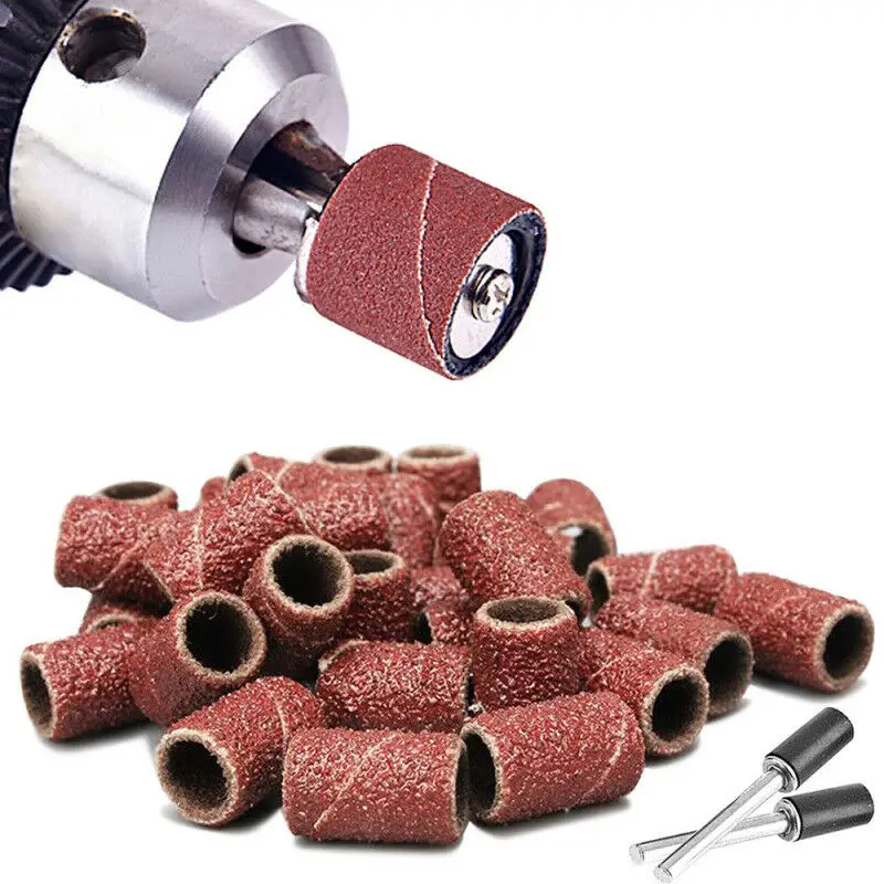 

80~600 Grit Sanding Bands Sleeve + Rubber Mandrels Kit Rotary Parts Accessories