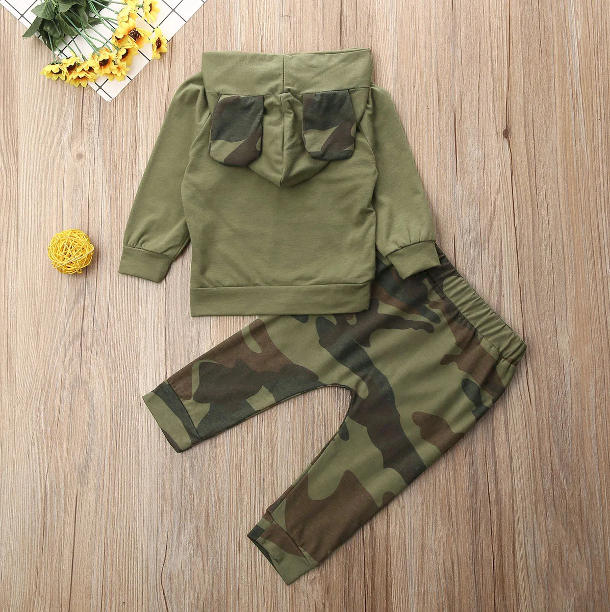Хлопковая камуфляжная толстовка с капюшоном и штаны для маленьких мальчиков