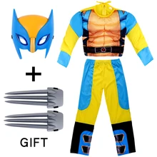 Halloween Wolverines-boy Mask Toys Claws Stage Performance Muscle Cosplay Top Pants For Christmas Kids Gifts