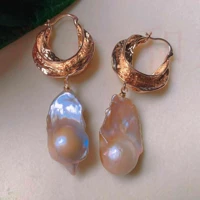 fashion natural multicolor baroque pearl gold 18k ear stud gift christmas new year lucky fashion jewelry easter gift beautiful