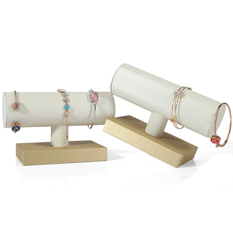 Бежевый ювелирный нефритовый демонстрационный реквизит из искусственной кожи с