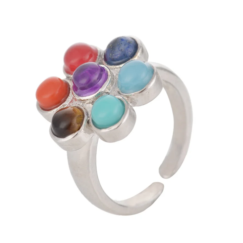 Посеребренный цветок жизни 7 видов цветов небольшие бусины камень изменяемое