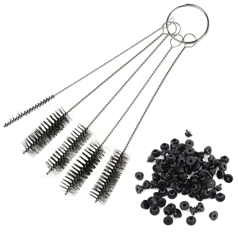 105 шт. аксессуары: 100 тату машина резиновые соски половинные втулки и 5 щетка для