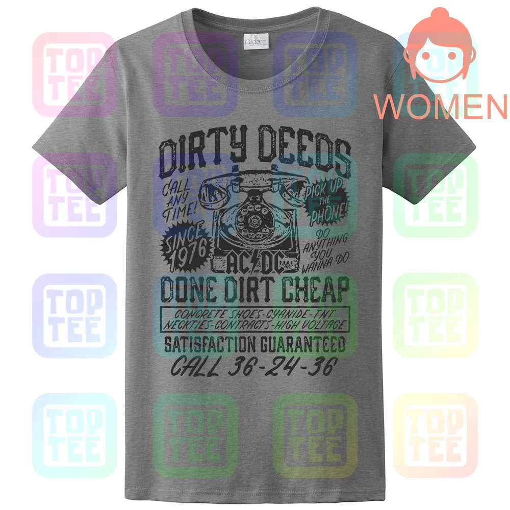 AC/DC Dirty deades Dirt дешево взрослая футболка тяжелый металл музыка - Цвет: WOMEN-GRAY