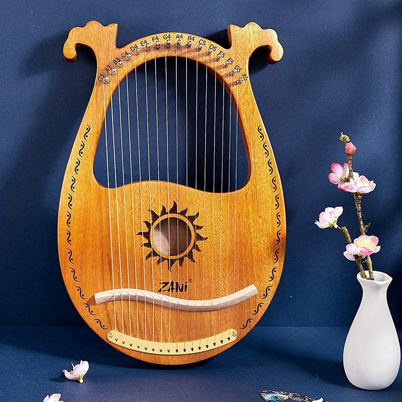 ZANi Lyre Harp 16 струнная деревянная уникальные узоры резные телефонные символы для