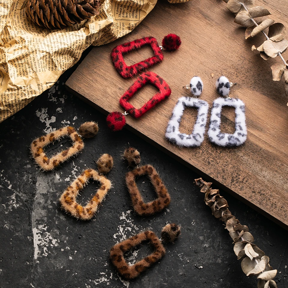 Женские винтажные бархатные леопардовые серьги в стиле бохо серьги-гвоздики с