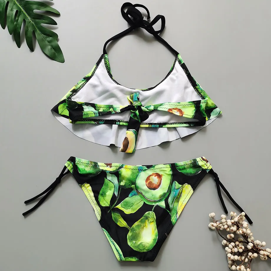 От 7 до 14 лет купальник для девочек купальный костюм детей авокадо белье