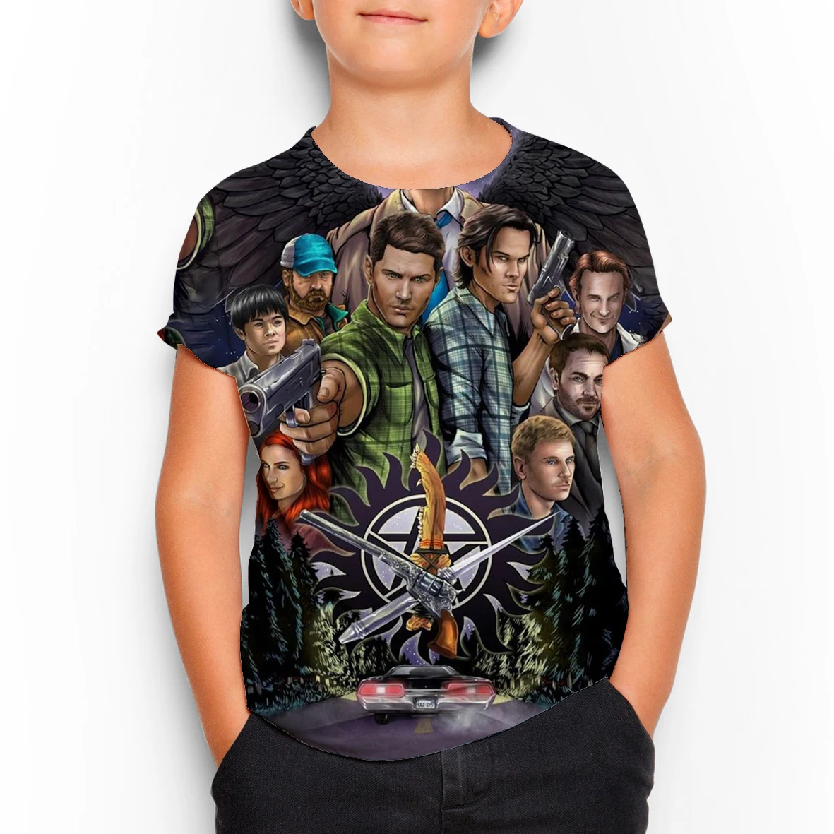 

Supernatural Cool 3D Children's Oversized T Shirts Short Sleeves Boy Girl Summer 2021 New Tees Tops Teen Child Loose Soft Tshirt