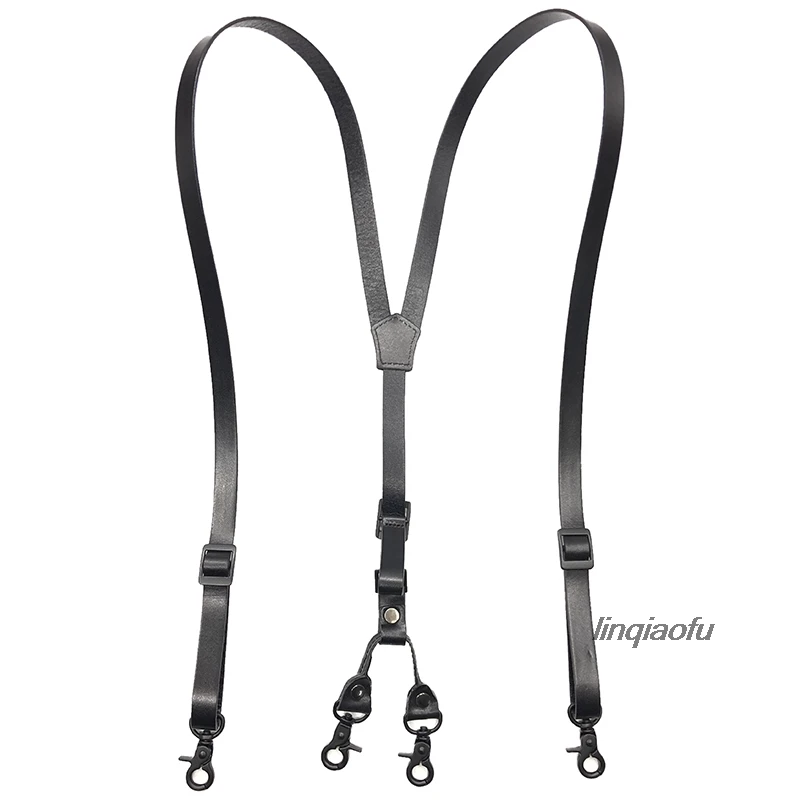 

Black head layer cowhide strap, men's and women's suspenders, vegetable tanned leather, casual fashion sling