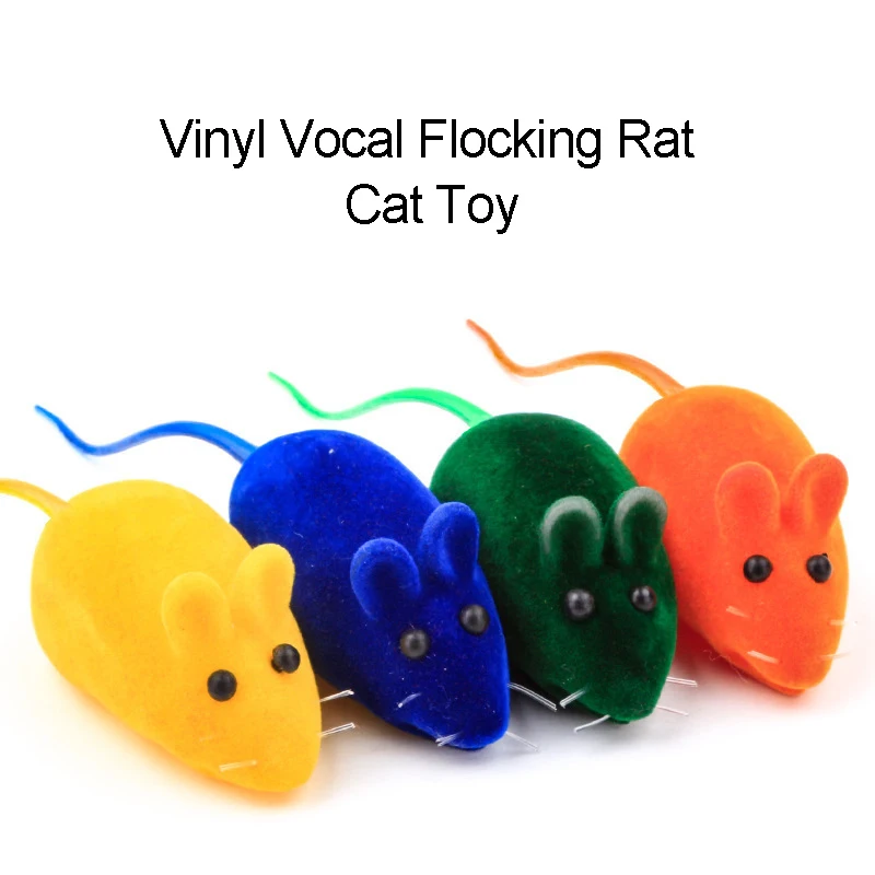 Игрушка котенка для домашних животных мышь из флока Реалистичная звуковая