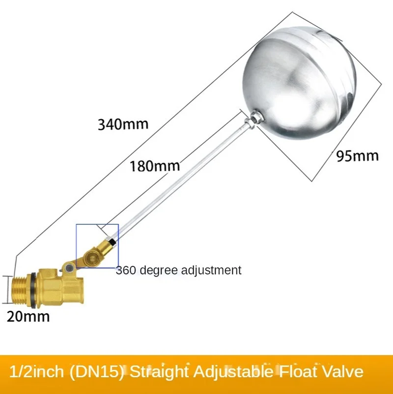

DN15 DN20 Male Thread Water Tank Ball Stainless Brass Flow Control Float Sensor Valve Copper Fitting 1/2inch Male To Pipe