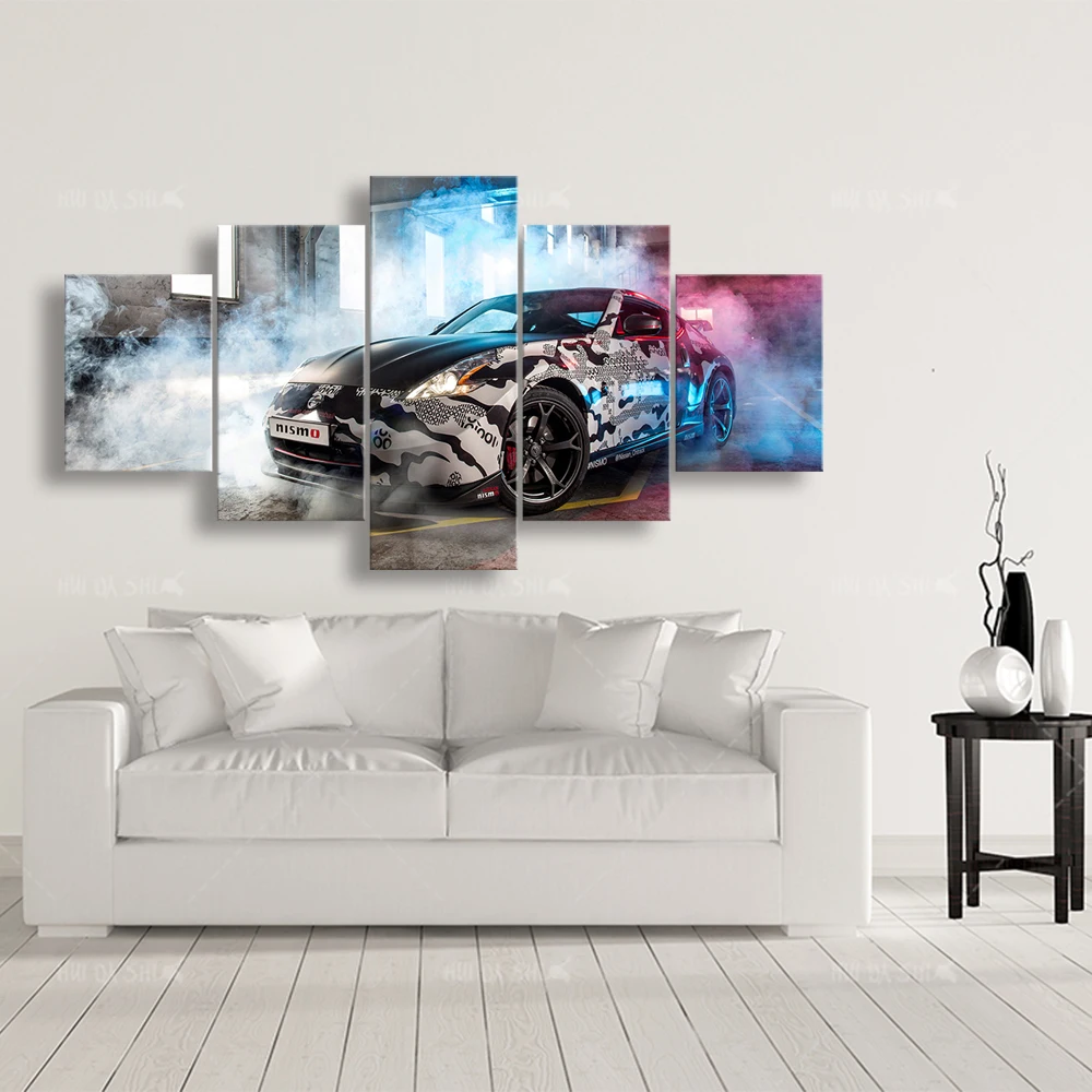 Спортивный автомобиль холст картины HD печати Модульная картина из 5 частей без
