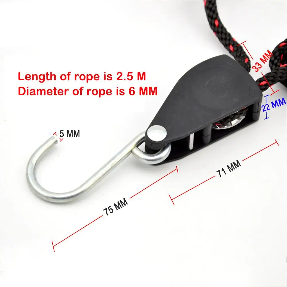 

Loaded Pulley Ratchets Kayak Canoe Boat Bow and Stern Rope Lock Tie Down Strap Duty Fast Adjustable Hanger