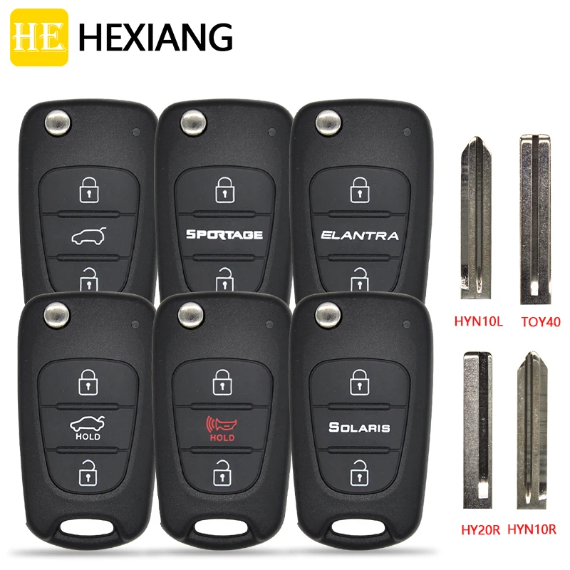 

HEXIANG Car Remote Key Shell Case For Hyundai I20 I30 IX35 Elantra Sportage Solaris KIA K3 K5 Flip Key