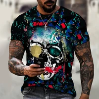 men fashion retro horror skull funny 3d print oversized t shirt mtreet trend short sleeve male tees trendy casual o neck tops