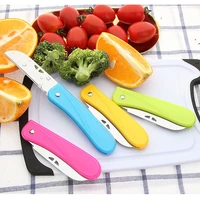 folding fruit knife plastic handle stainless steel mini folding knife sharp paring knife picnic fruit peeler kitchen tools