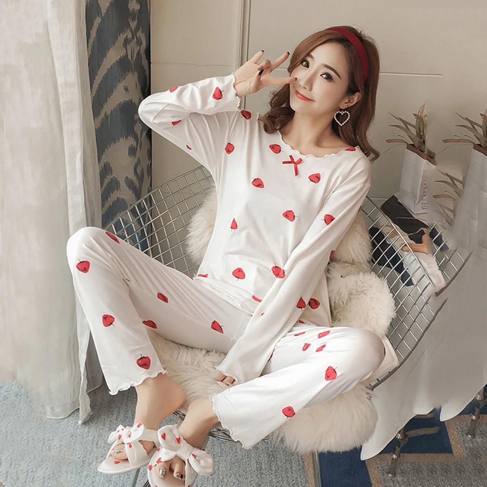 Женский Пижамный костюм женское нижнее белье Топ с длинным рукавом брюки набор