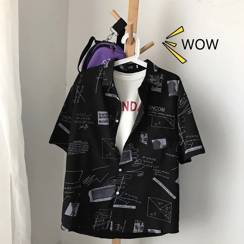 Мужская летняя рубашка с короткими рукавами модная Повседневная принтом уличная