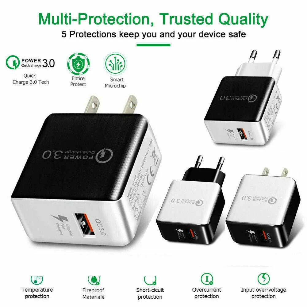 Быстрое зарядное устройство 18 Вт быстрое 3 0 настенное USB с вилкой для ЕС и США