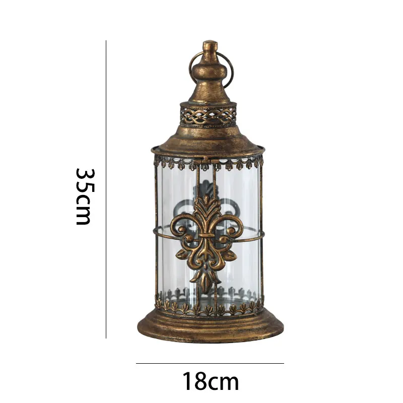 

Vintage Windproof Candle Holder Outdoor Latern Wrought Iron Candle Holder Jar Hanging Metal Portavelas Home Decoration EB50ZT